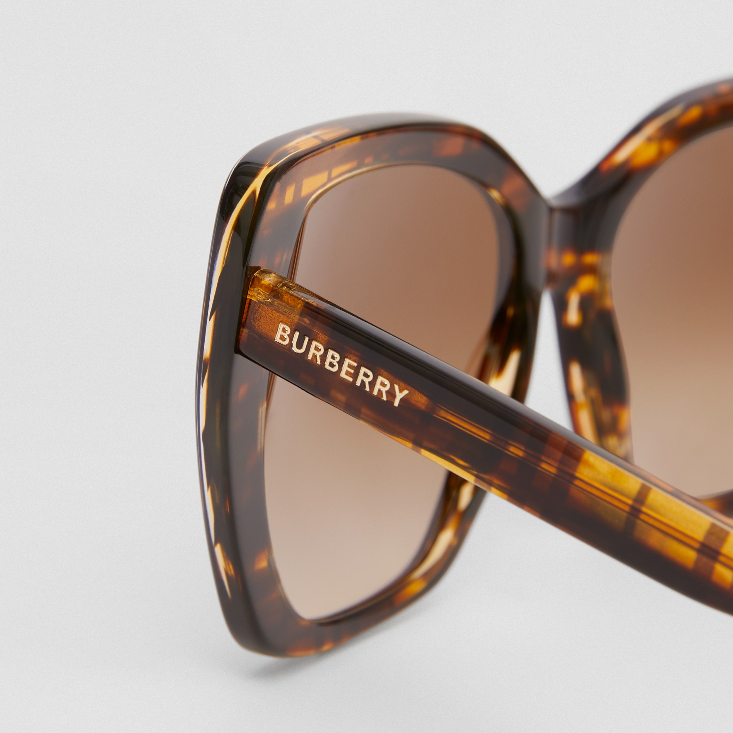 Check Cat-eye Frame Sunglasses in Bright Tortoiseshell - Women | Burberry® Official - 2
