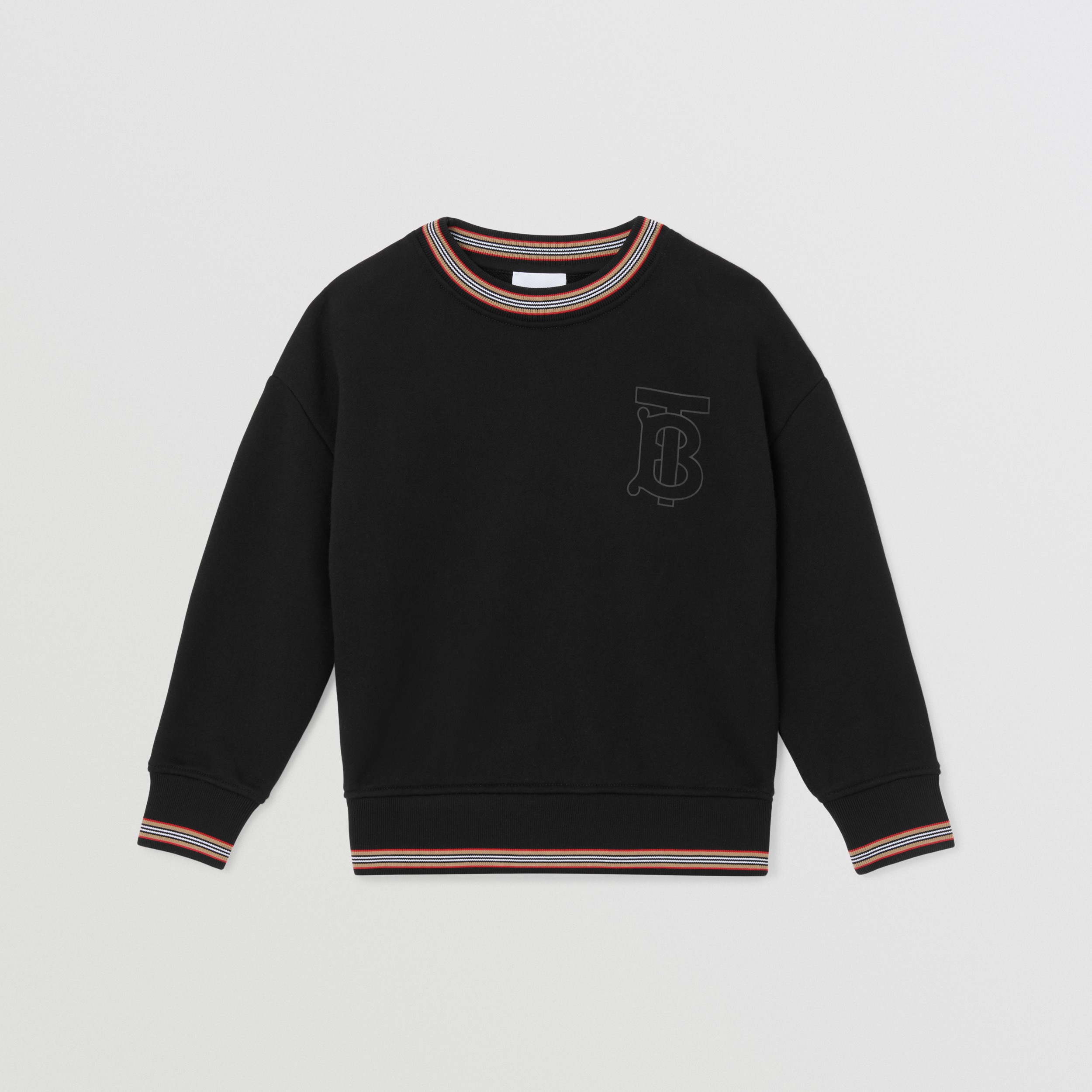 Monogram Motif Cotton Sweatshirt in Black | Burberry® Official - 1