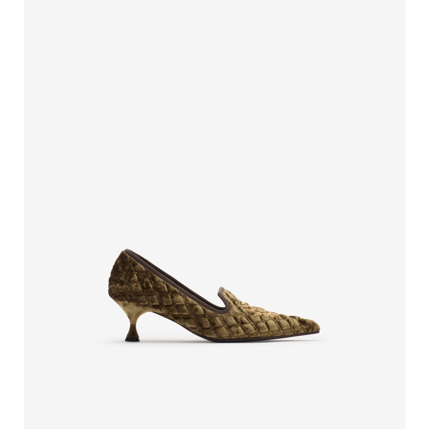 绗缝丝绒 Cameo 拖鞋