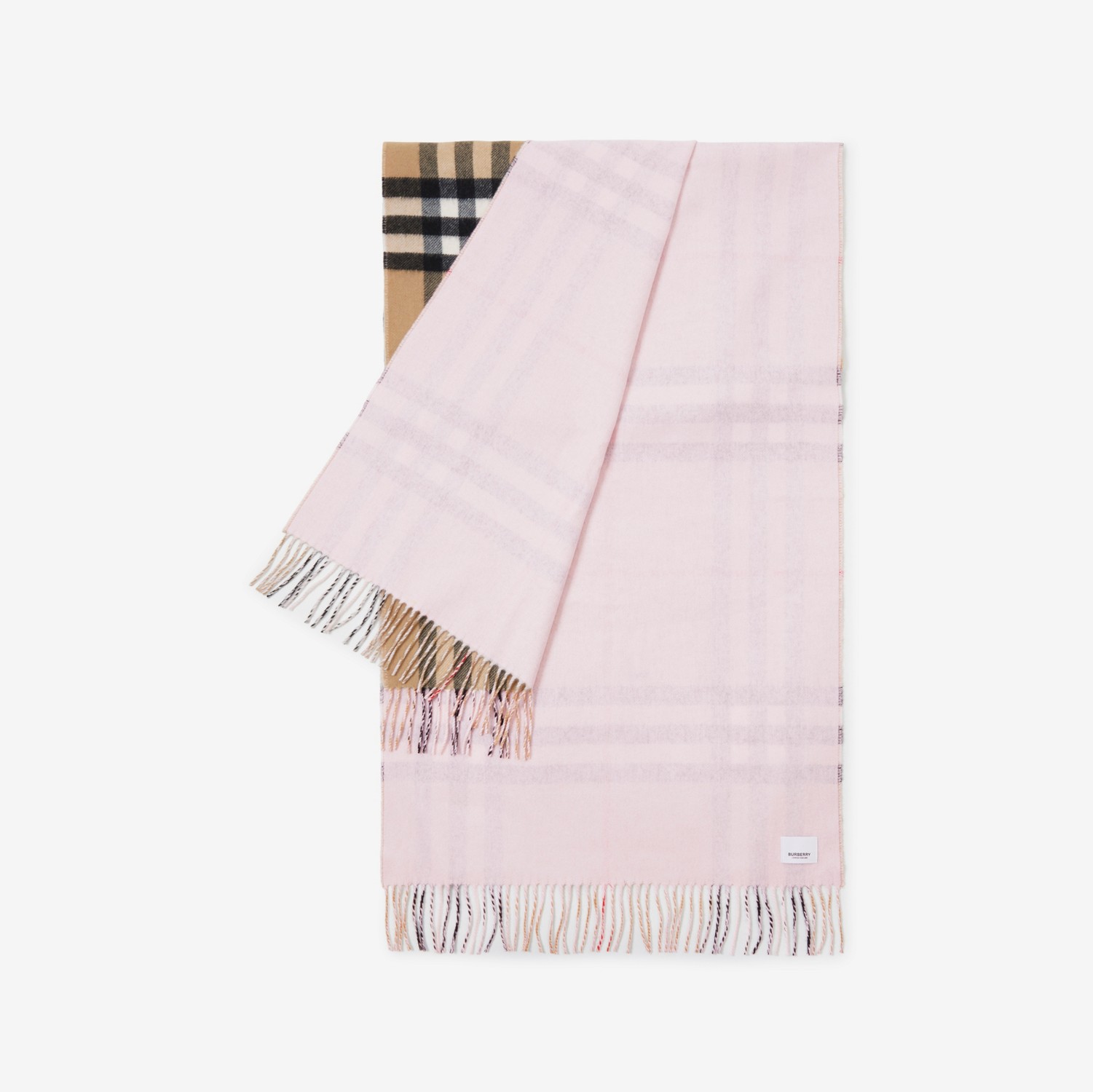 Check Cashmere Reversible Scarf in Frosted Pink | Burberry® Official