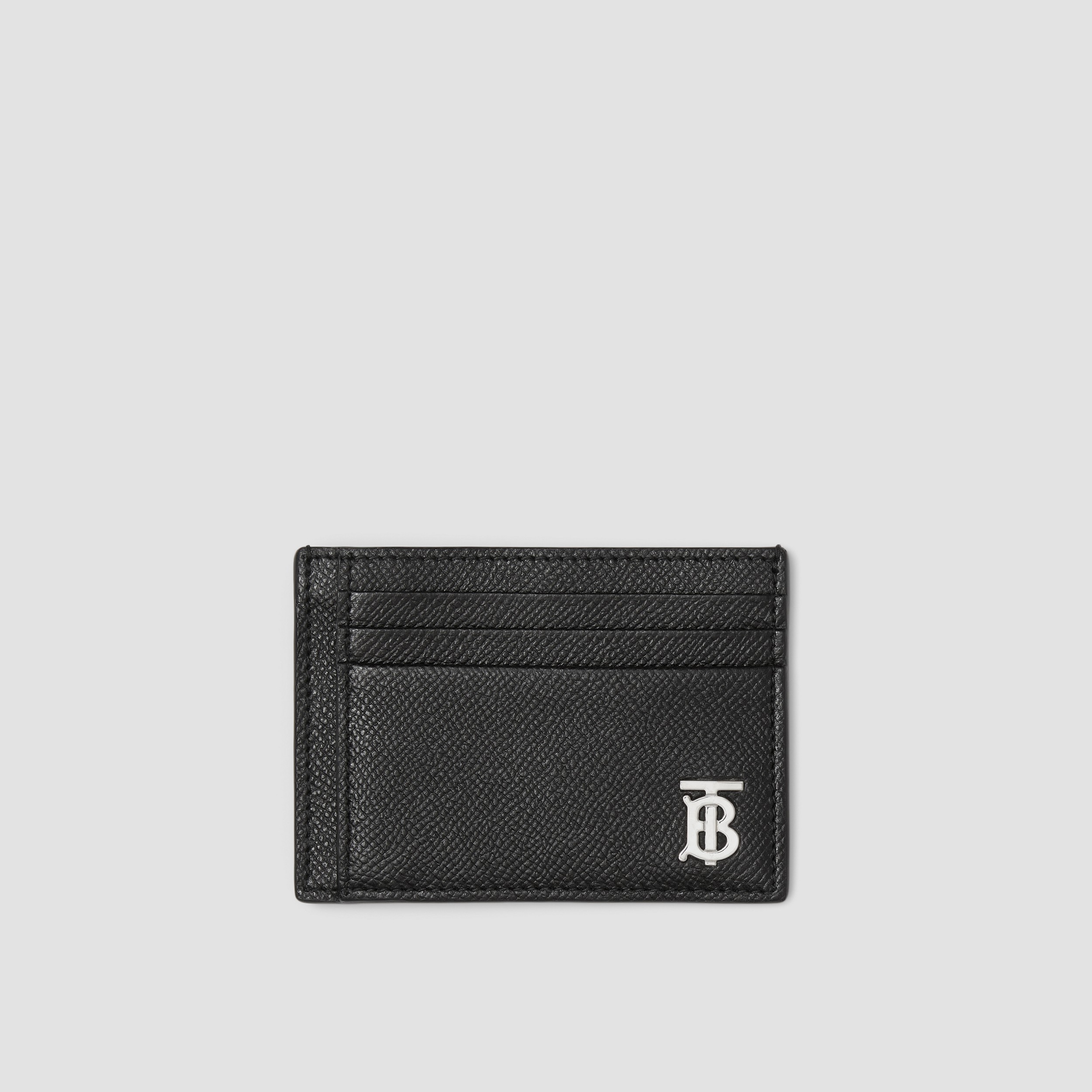 Grainy Leather TB Money Clip Card Case in Black - Men | Burberry® Official - 1