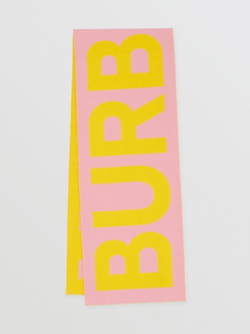 Burberry 徽标羊毛提花围巾 In Candy Pink