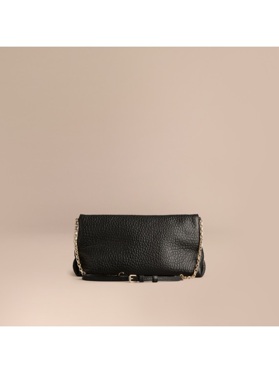 Medium Signature Grain Leather Clutch Bag Black | Burberry