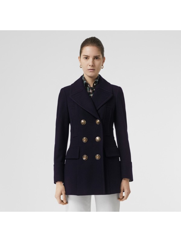 Doeskin Wool Tailored Pea Coat in Navy - Women | Burberry United States