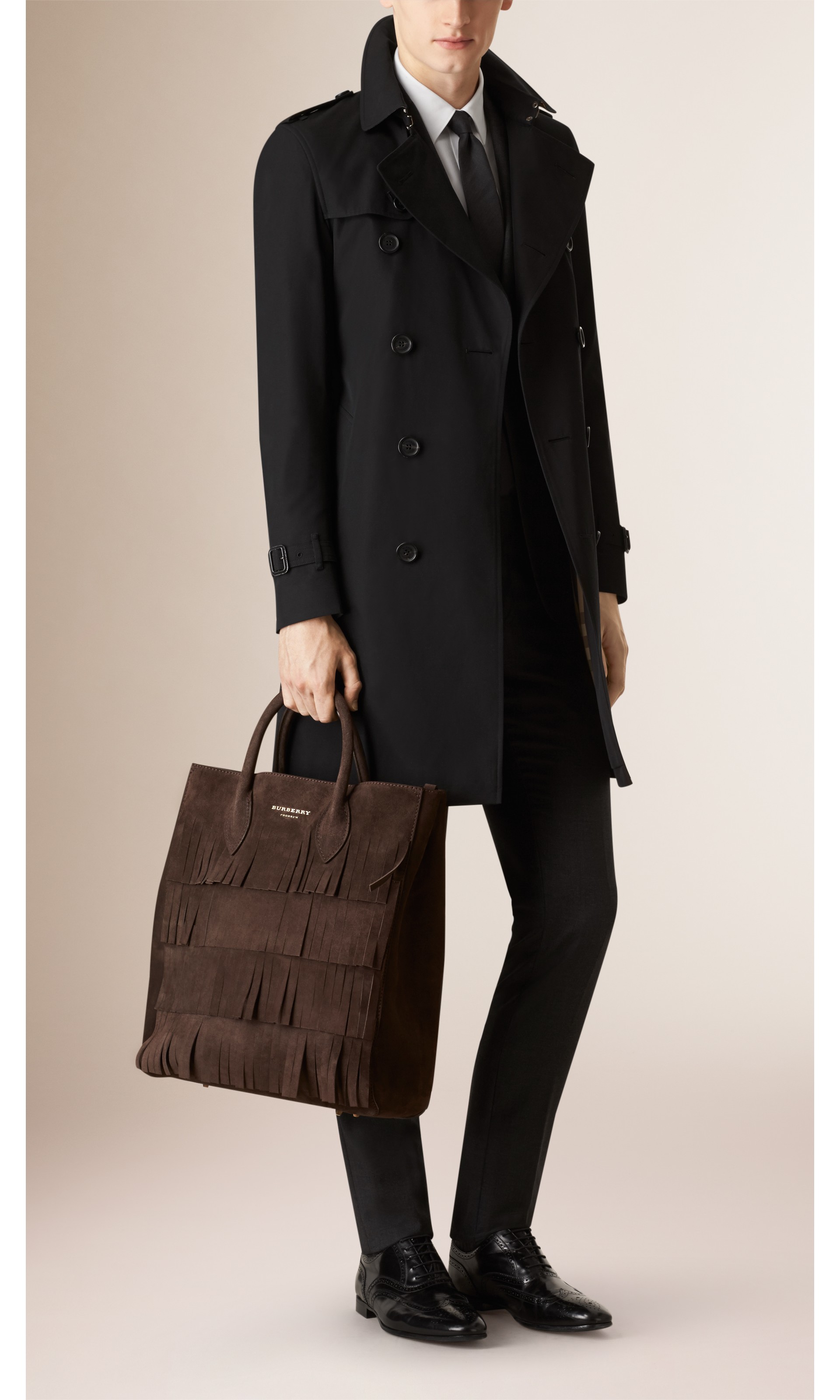 The Carryall in Tiered Suede Fringe in Dark Chocolate - Men | Burberry ...