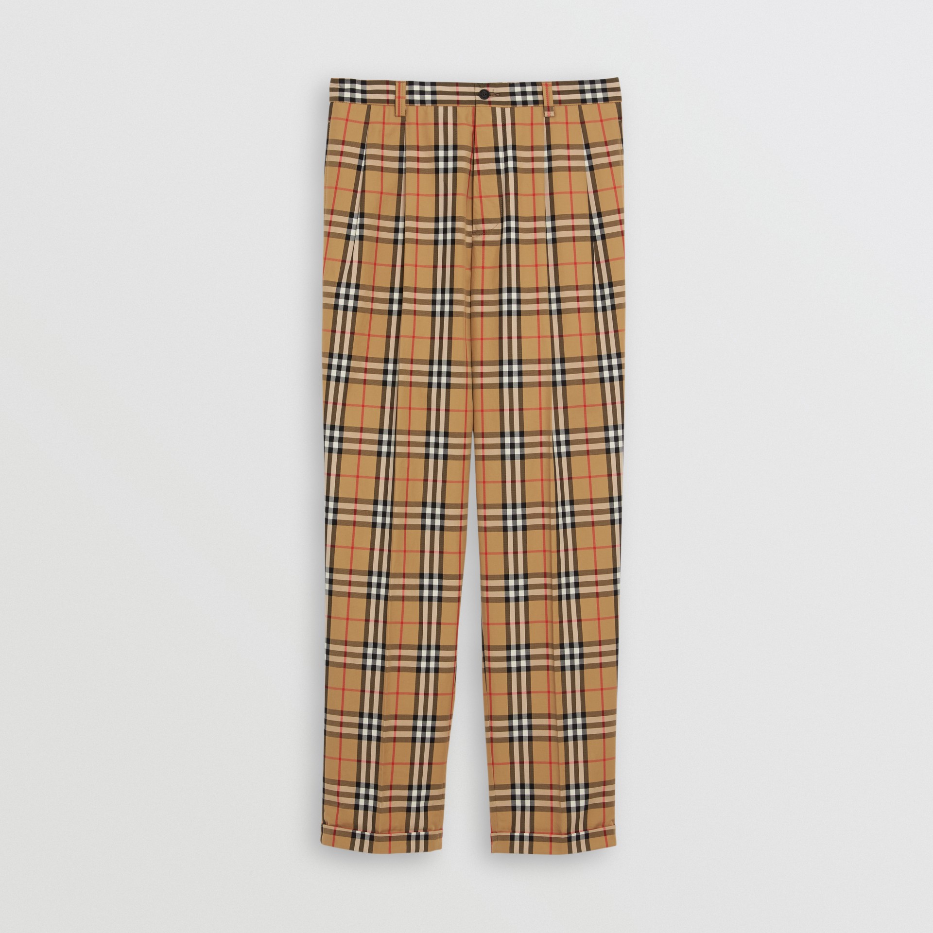 Vintage Check Cotton Trousers in Antique Yellow - Men | Burberry United ...