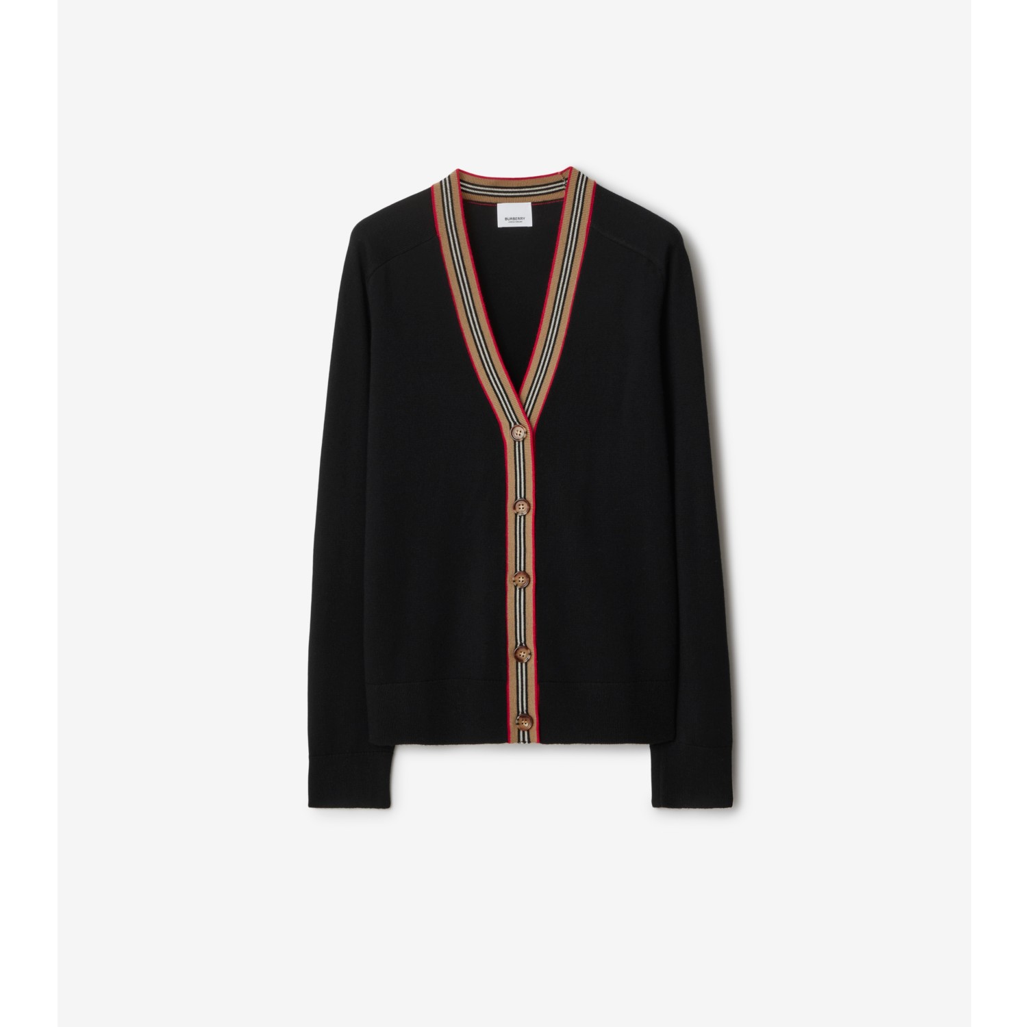 Icon Stripe Trim Wool Cardigan
