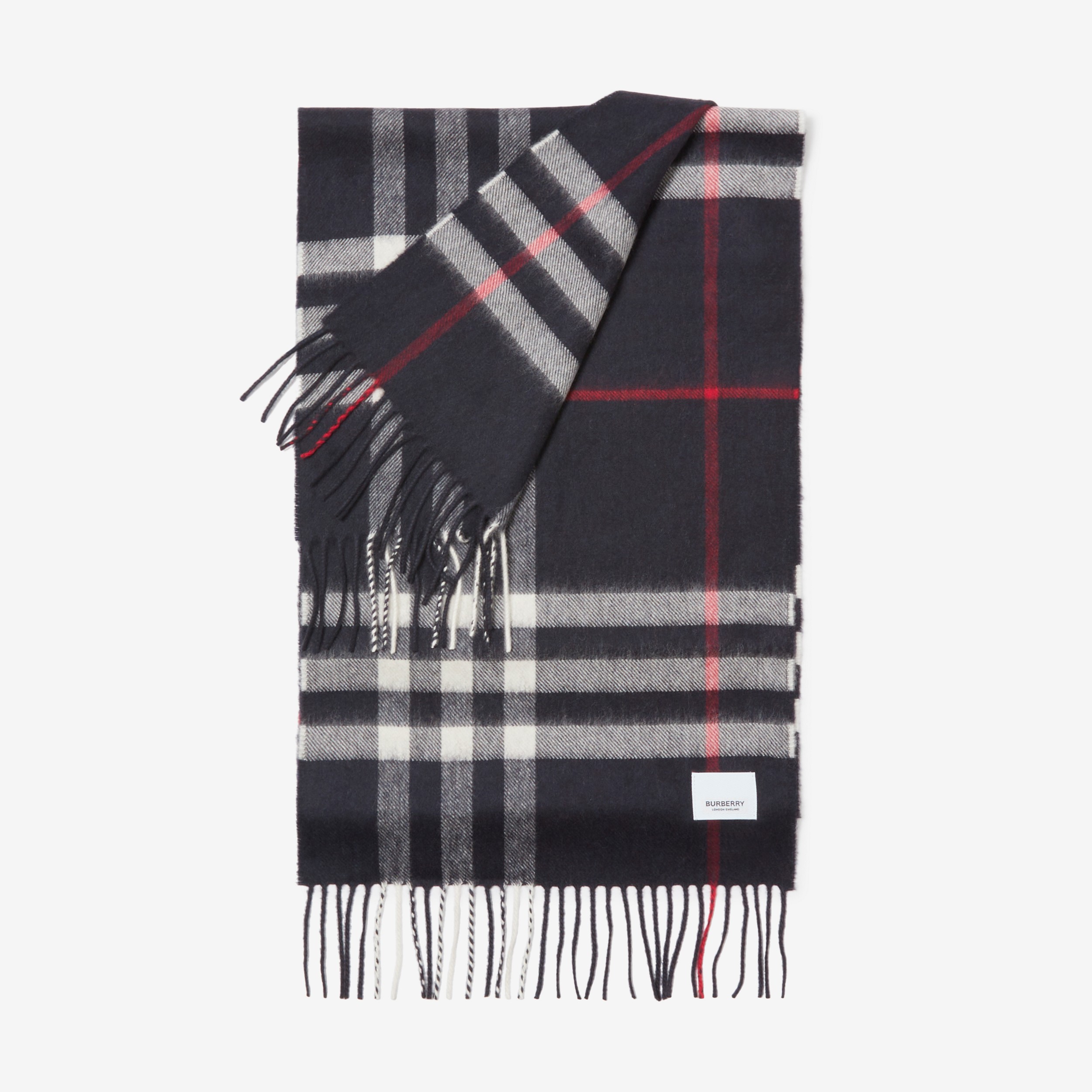 The Burberry Check Cashmere Scarf in Navy | Burberry® Official - 3