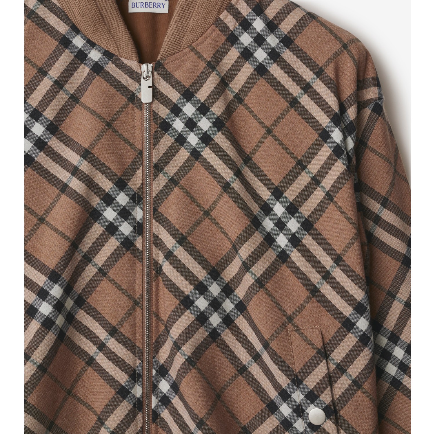 Chaqueta Harrington en mezcla de lana Check