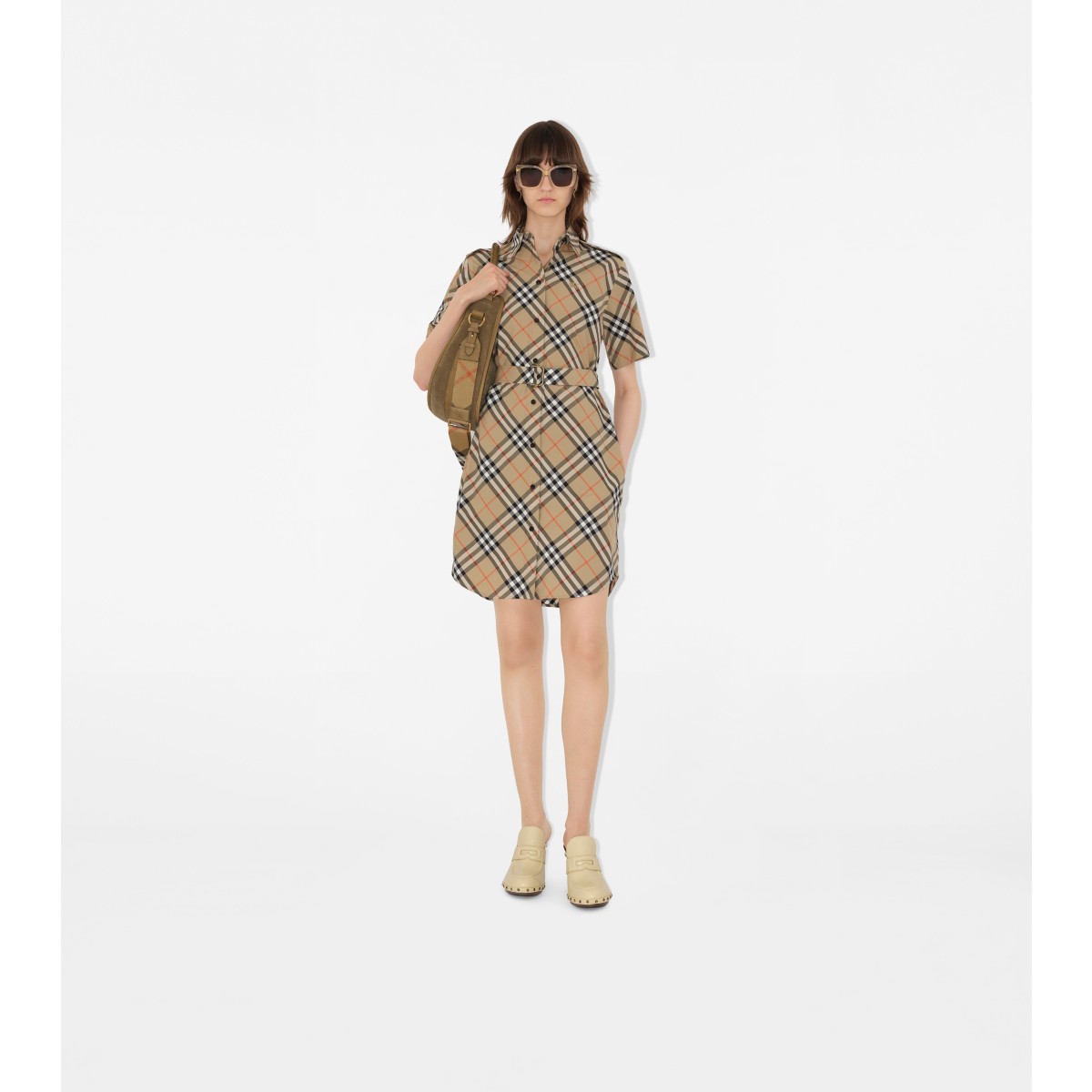  Check Cotton Shirt Dress