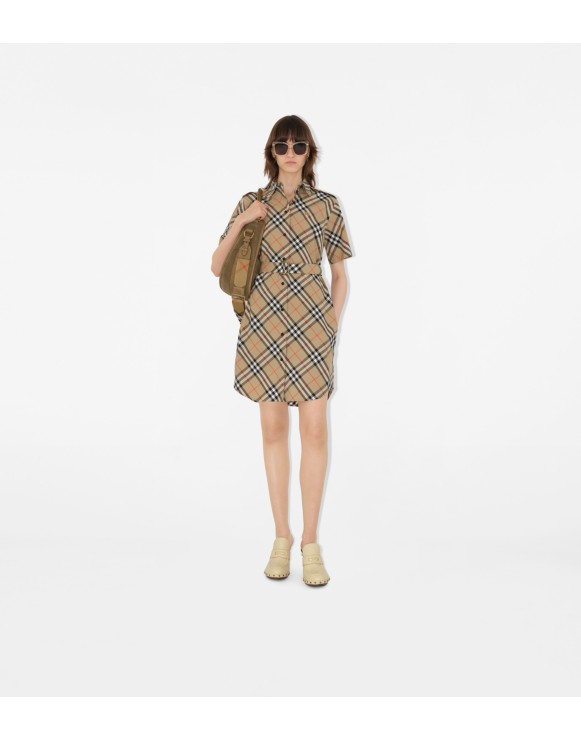 Check Cotton Shirt Dress