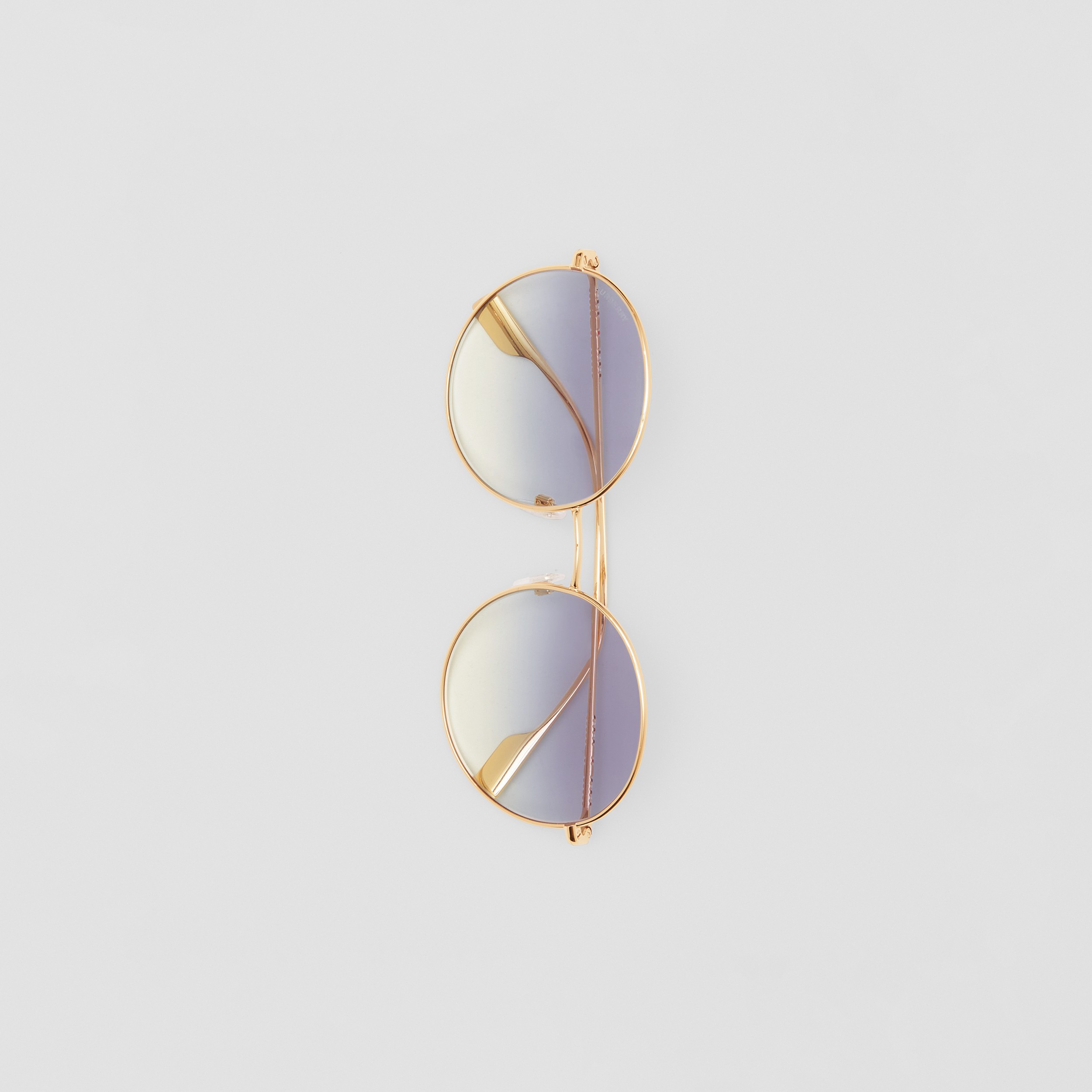 Icon Stripe Detail Round Frame Sunglasses in Purple - Women | Burberry® Official - 4