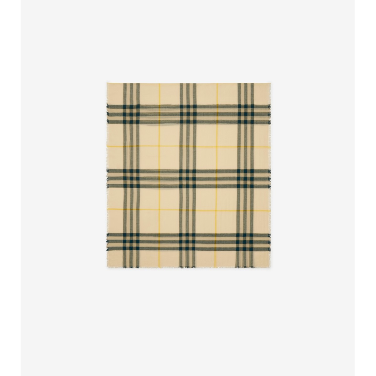 Shop Burberry Check Wool Scarf In Candle