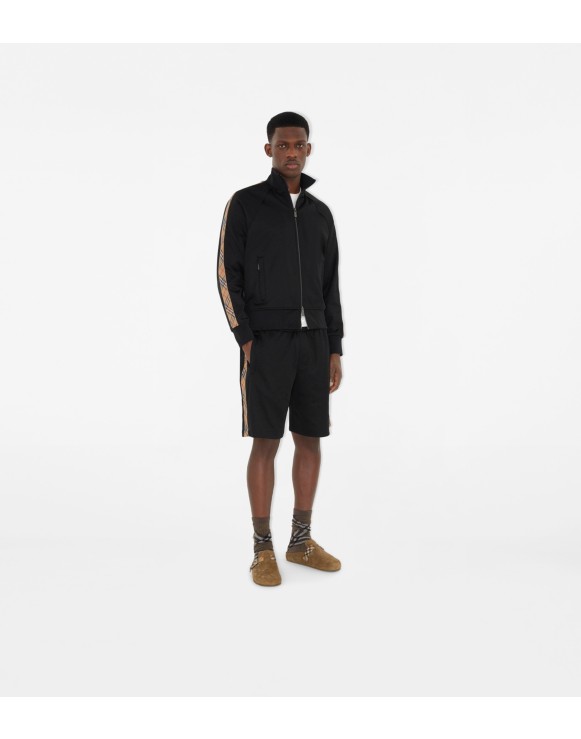 Check Trim Cotton Blend Track Jacket