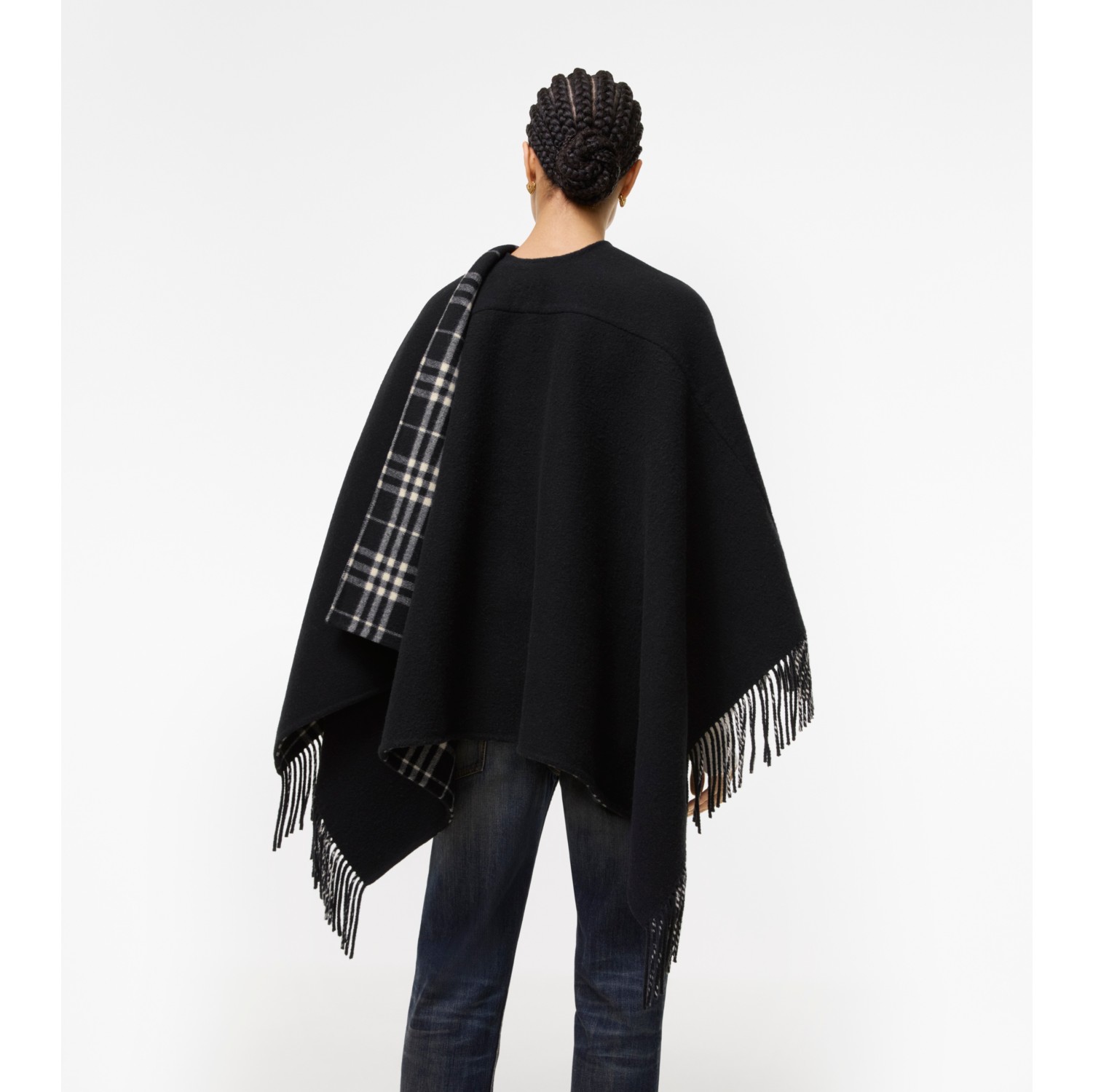 Wool Blanket Cape in Black/calico beige | Burberry® Official