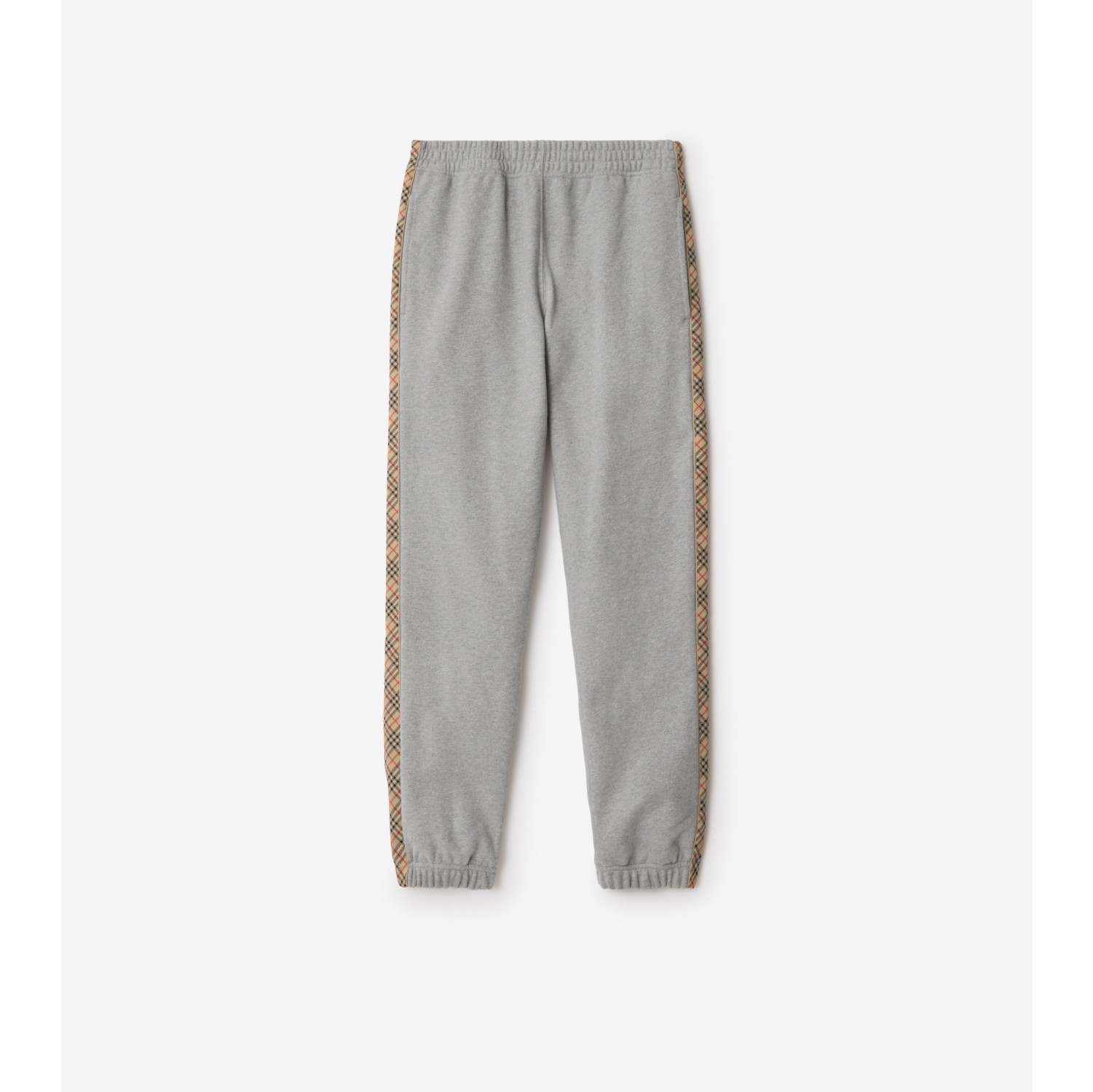 Check Trim Cotton Jogging Pants