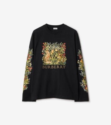 ロングスリーブ フォレスト コットンTシャツ (ブラック