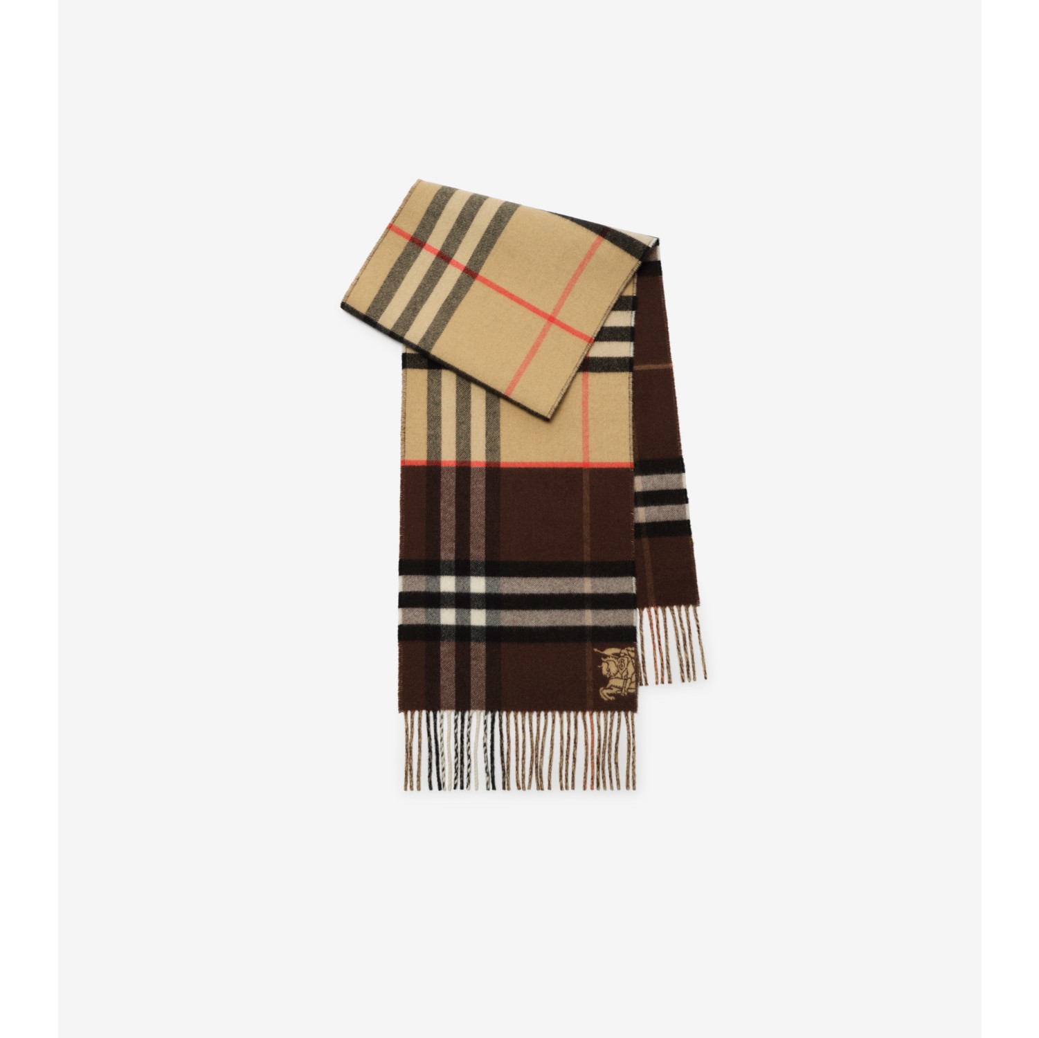 Contrast Check Cashmere Scarf