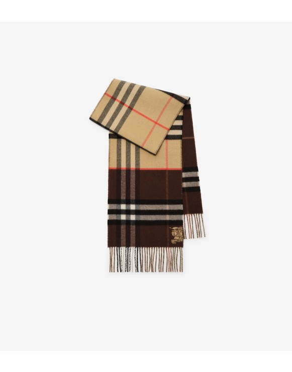 Contrast Check Cashmere Scarf