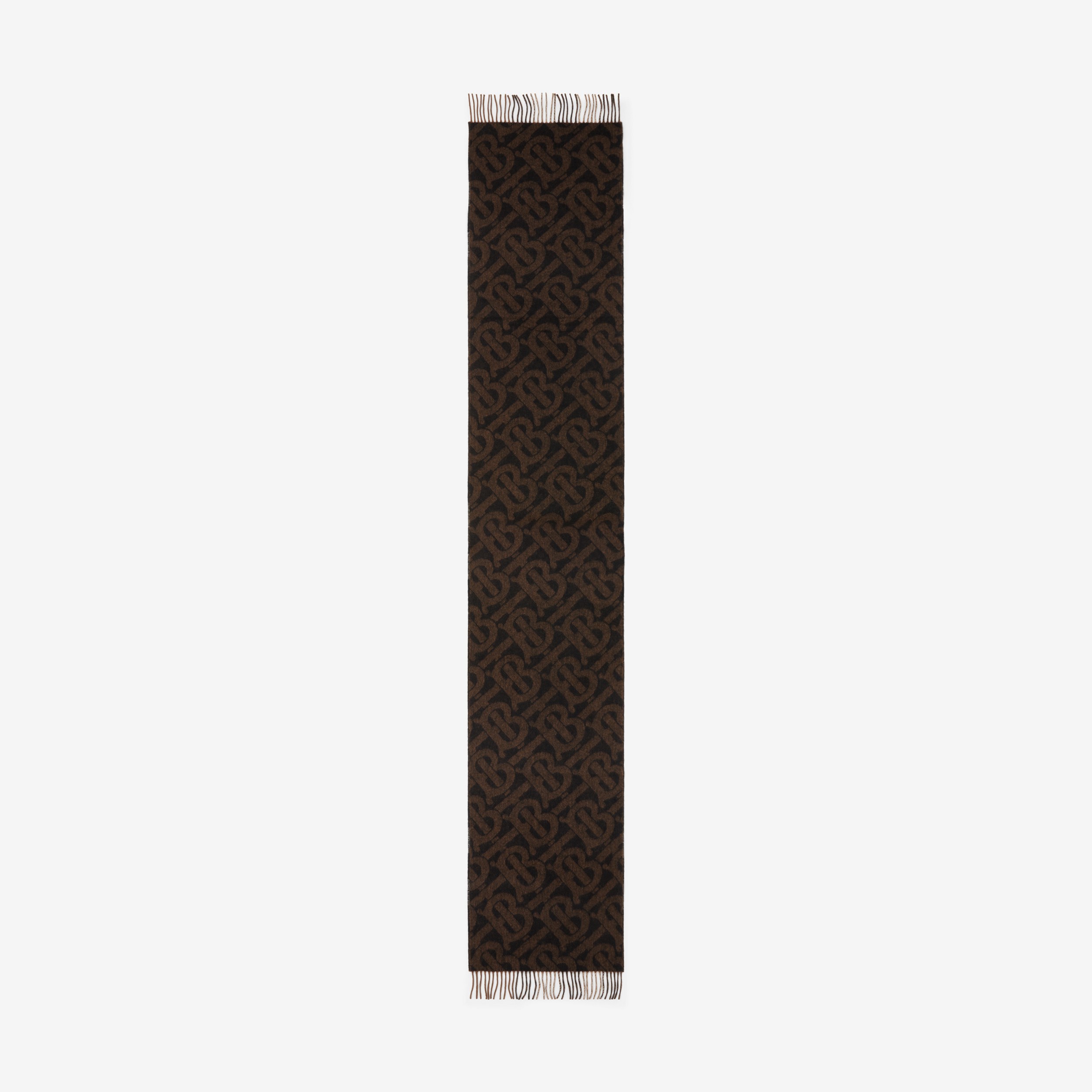 双面两用格纹拼专属标识羊绒围巾 (桦木棕) | Burberry® 博柏利官网 - 2