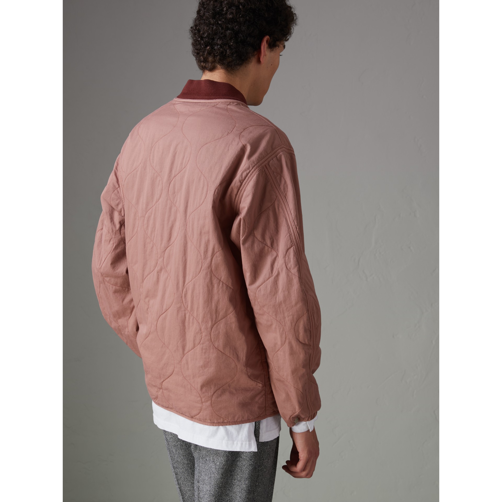 Lightweight Quilted Cotton Bomber Jacket in Rosewood Men Burberry