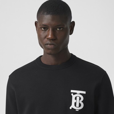 Monogram Motif Cotton Sweatshirt in Black - Men | Burberry® Official