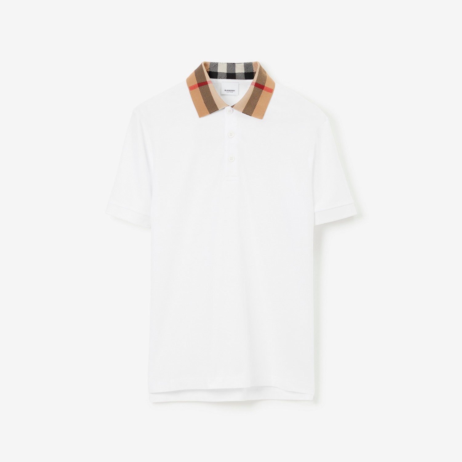 チェックカラー コットンポロシャツ (ホワイト) - メンズ | Burberry®公式サイト