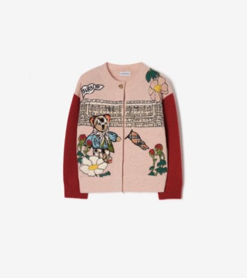 Burberry フローラルベア ウールブレンド カーディガン (ペールブラッシュピンク) | Burberry®公式サイト