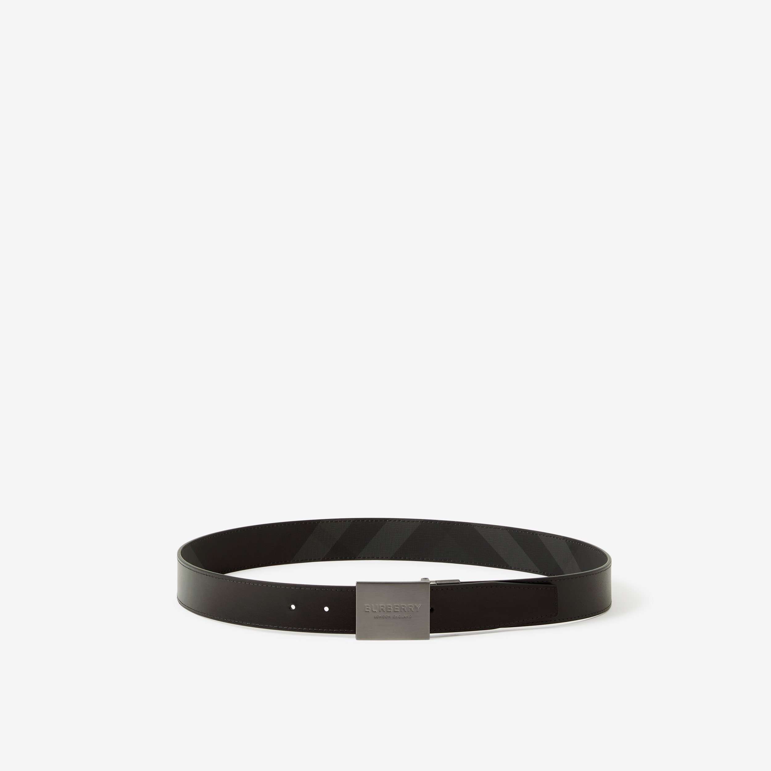Check Reversible Belt in Charcoal/graphite - Men | Burberry® Official - 1