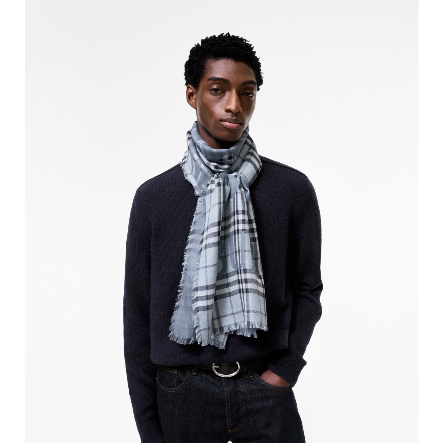 BURBERRY チェック柄ワンピース×ブルマ9M/74cm Wide Knight Check Wool Silk Scarf in Bank blue | Burberry® Official