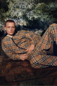 Model in Reversible Check Jacket with Check Twill Trousers
