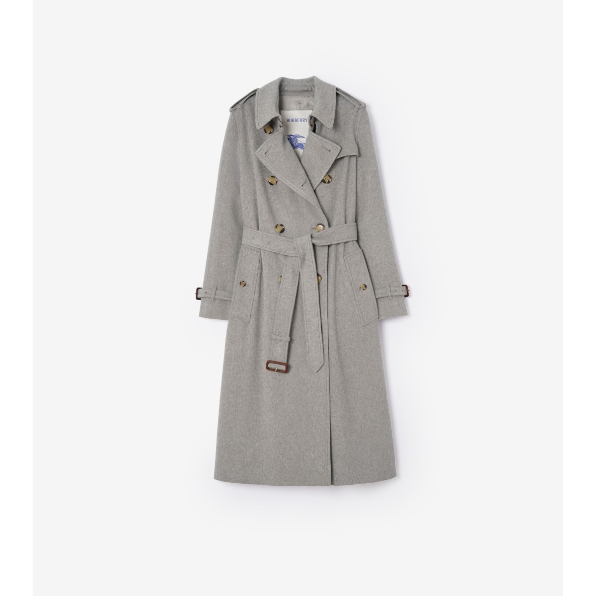  Check Long Cashmere Kensington Trench Coat