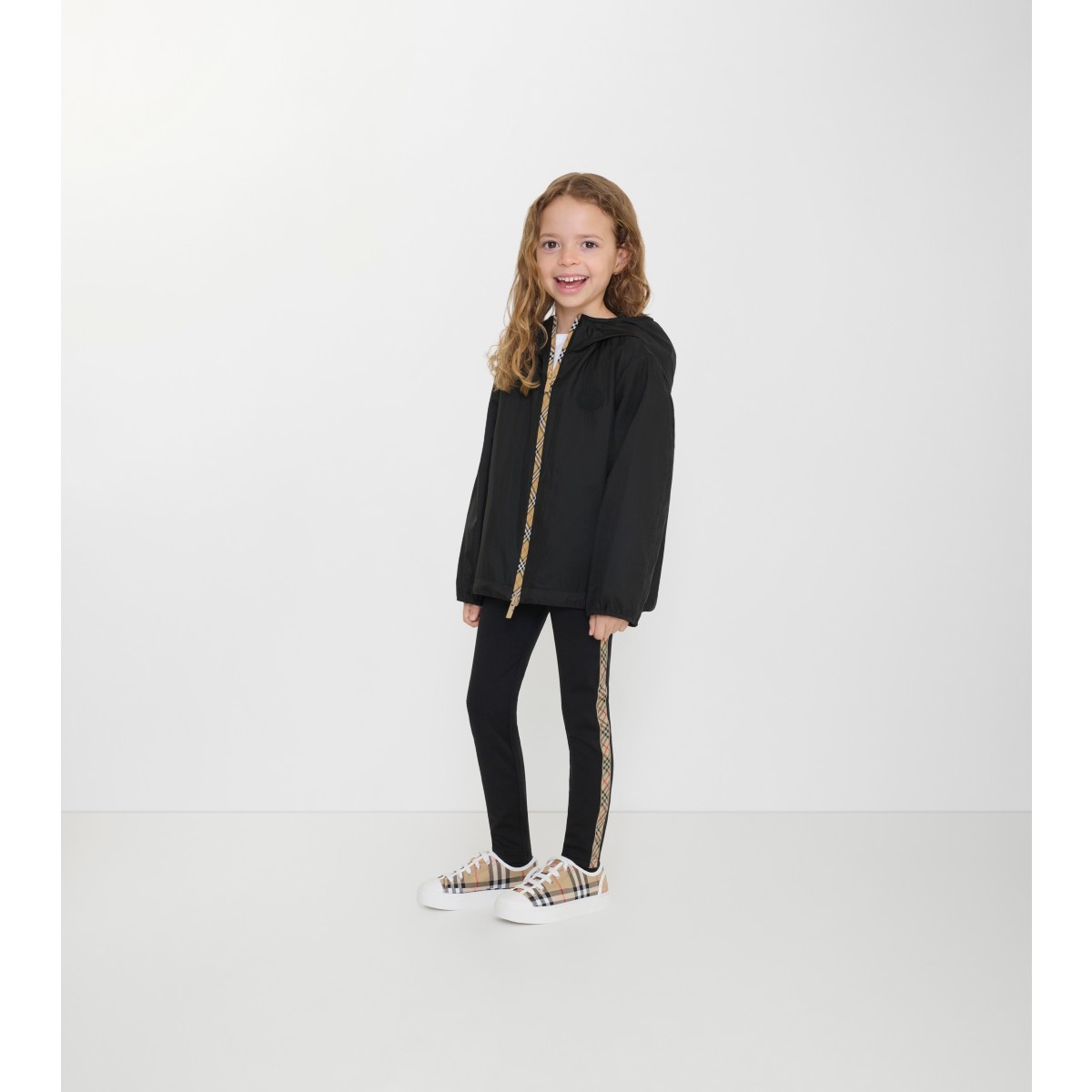  Check Trim Nylon Leggings