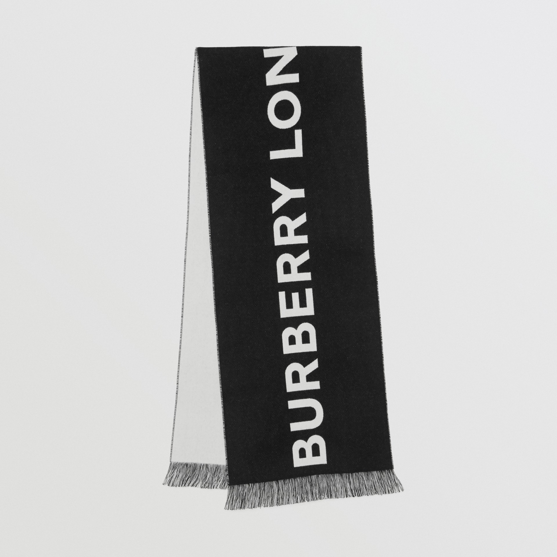 Logo Wool Scarf in Black/white Burberry Canada