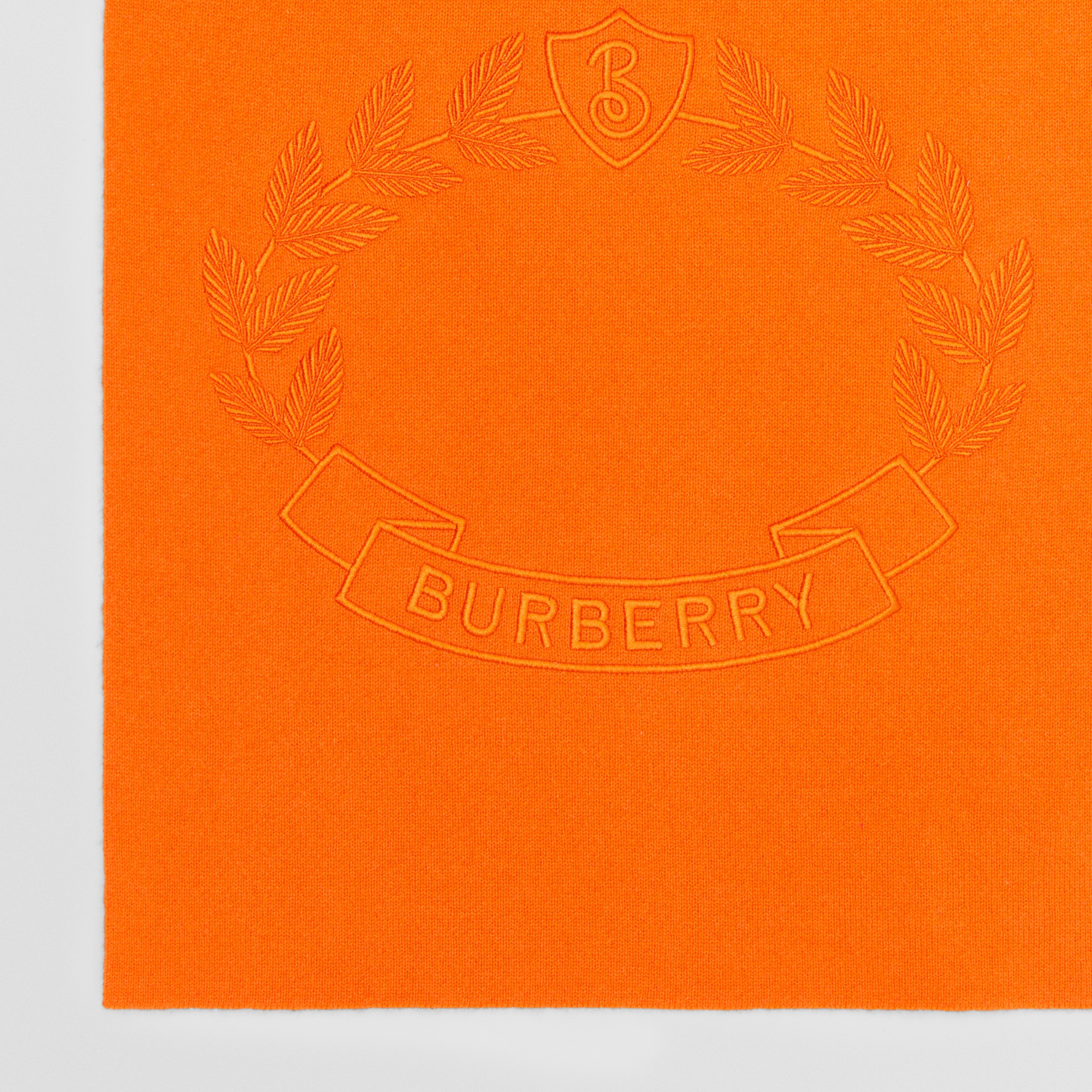 Embroidered Oak Leaf Crest Cashmere Blend Scarf in Bright Orange | Burberry® Official - 2