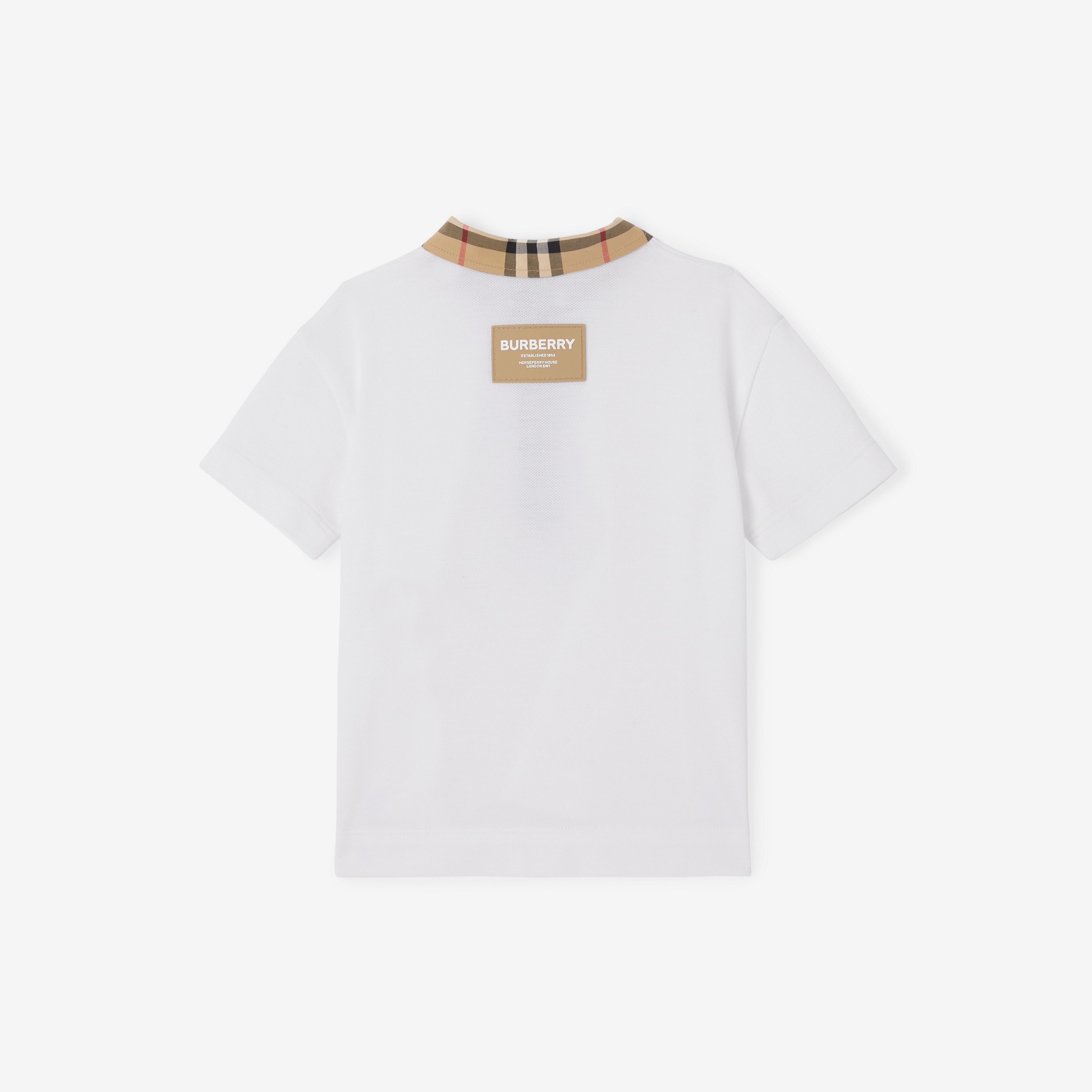 Vintage Check Trim Cotton Piqué Polo Shirt in White - Children | Burberry® Official - 2