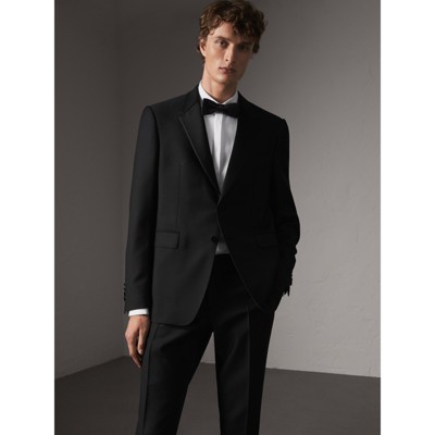 Classic Fit Wool Mohair Part-canvas Tuxedo in Black - Men  Burberry 