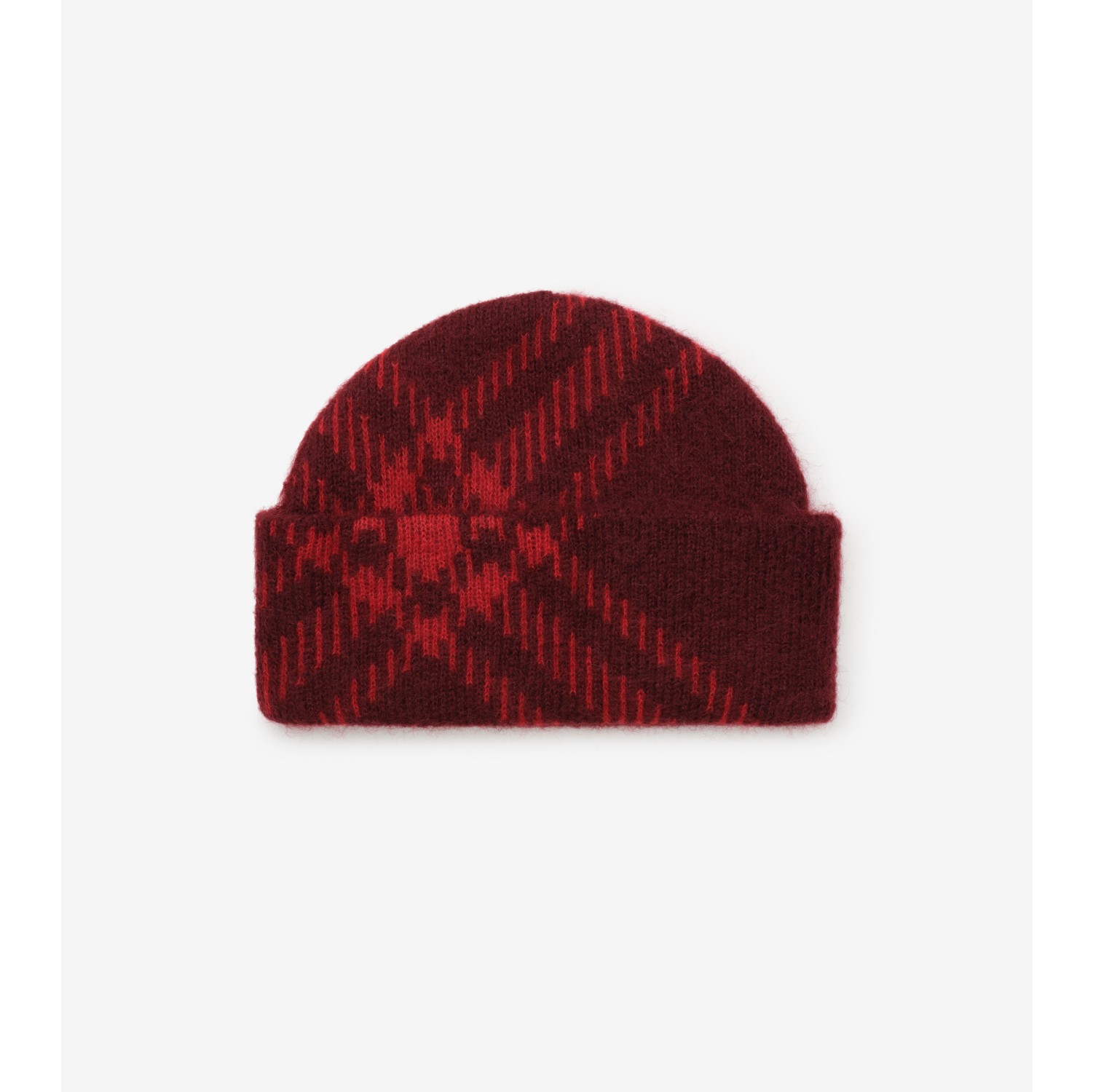 Check Mohair Wool Blend Beanie