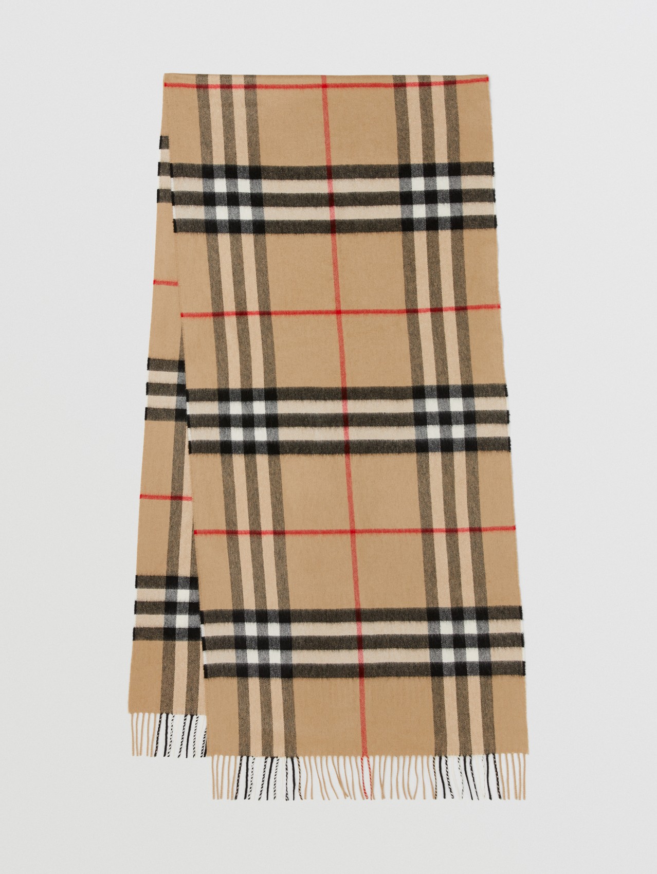 Check Cashmere Silk Blend Tweed Scarf in Natural White | Burberry 