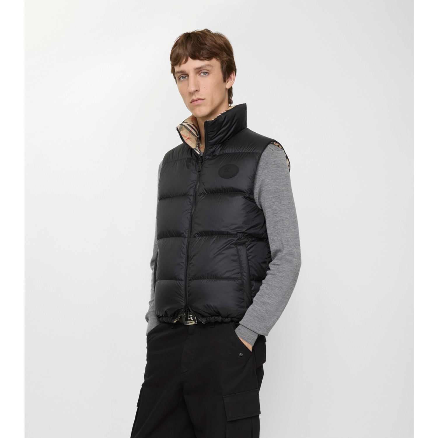 Reversible Check Puffer Gilet