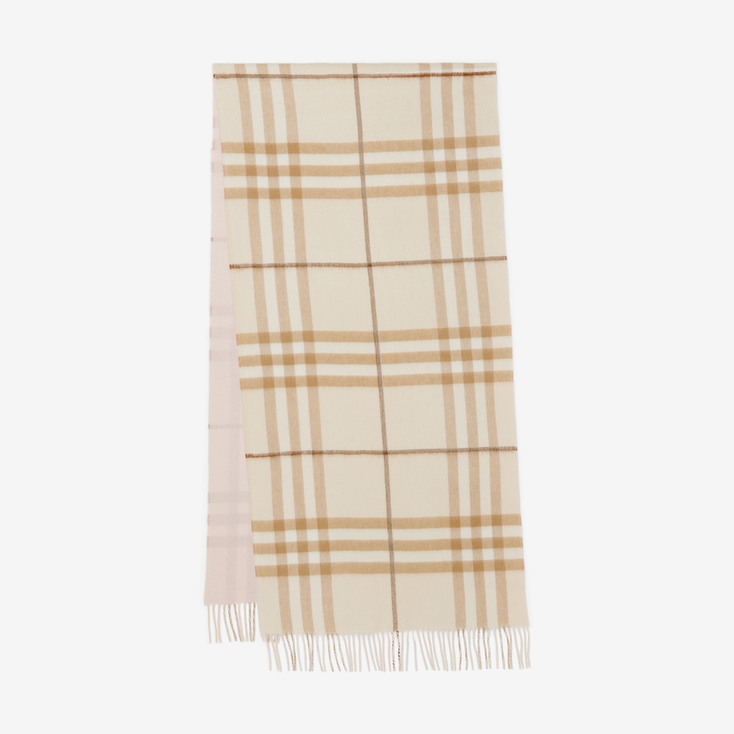 Check Cashmere Reversible Scarf in Soft Fawn/ Seashell Pink | Burberry® Official - 1