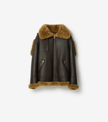 Burberry Men's Shearling-Collar Leather Aviator Jacket