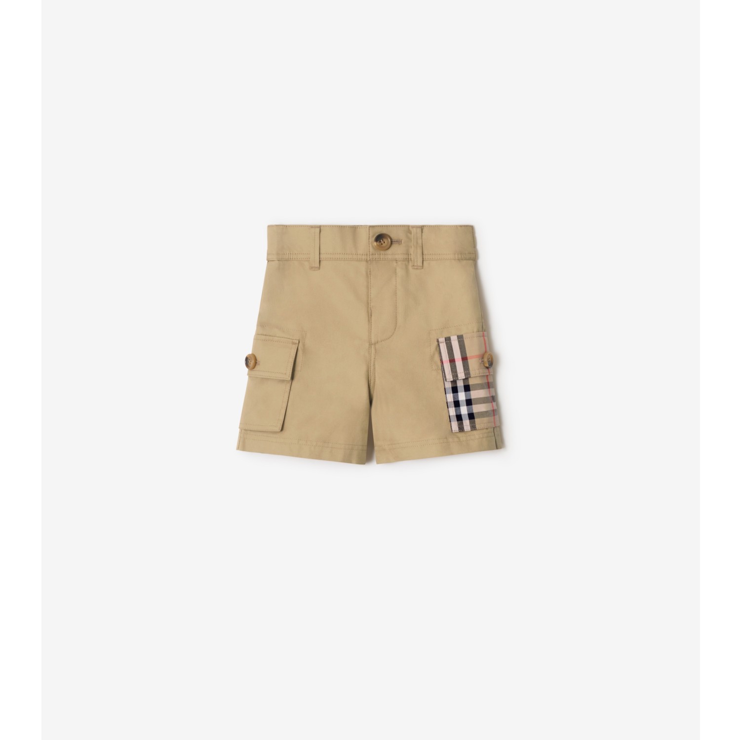 Pantaloncini cargo in cotone con finiture Check