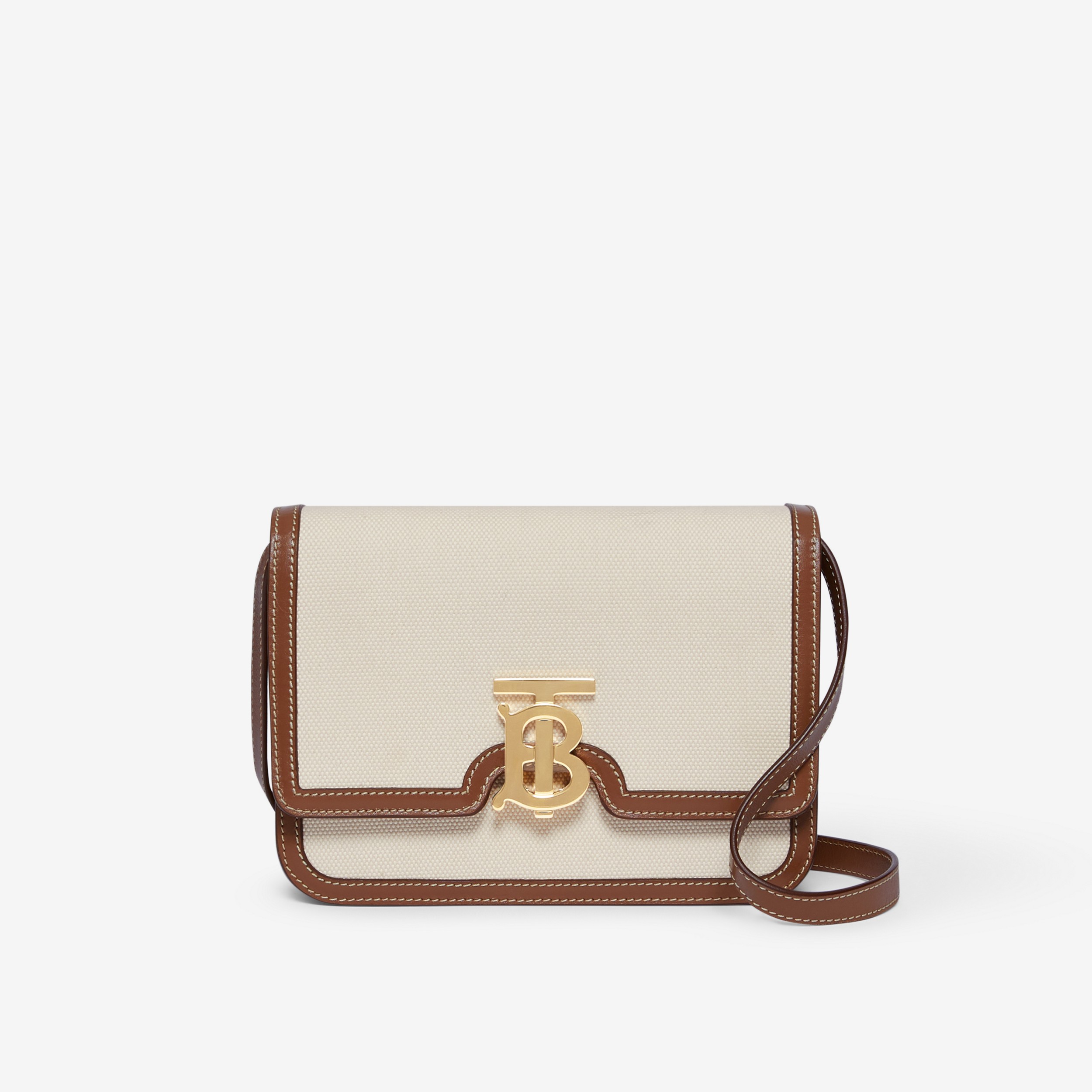 Two-tone Canvas and Leather Small TB Bag in Natural/malt Brown - Women | Burberry® Official - 1
