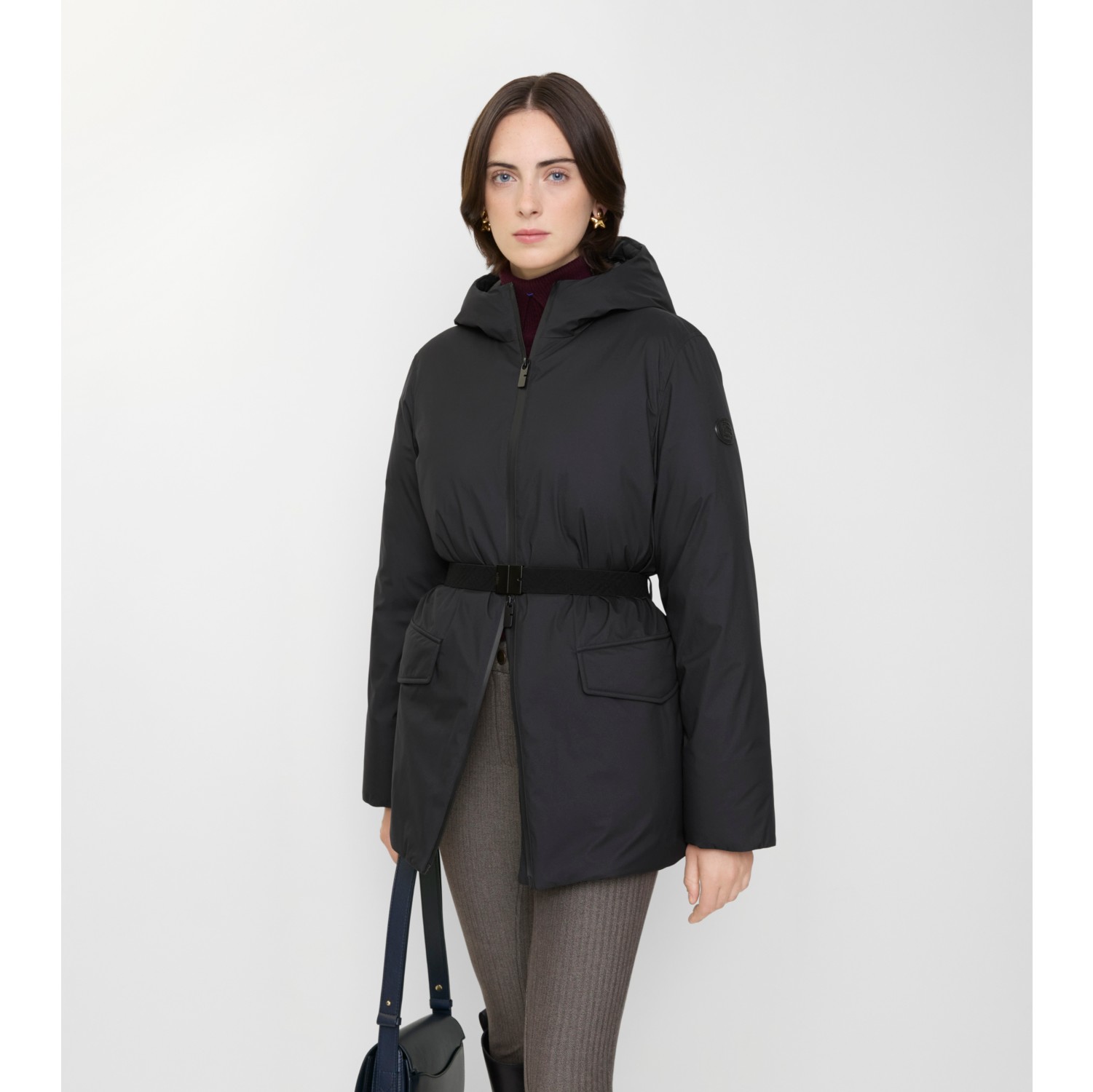 Short Hooded Nylon Coat