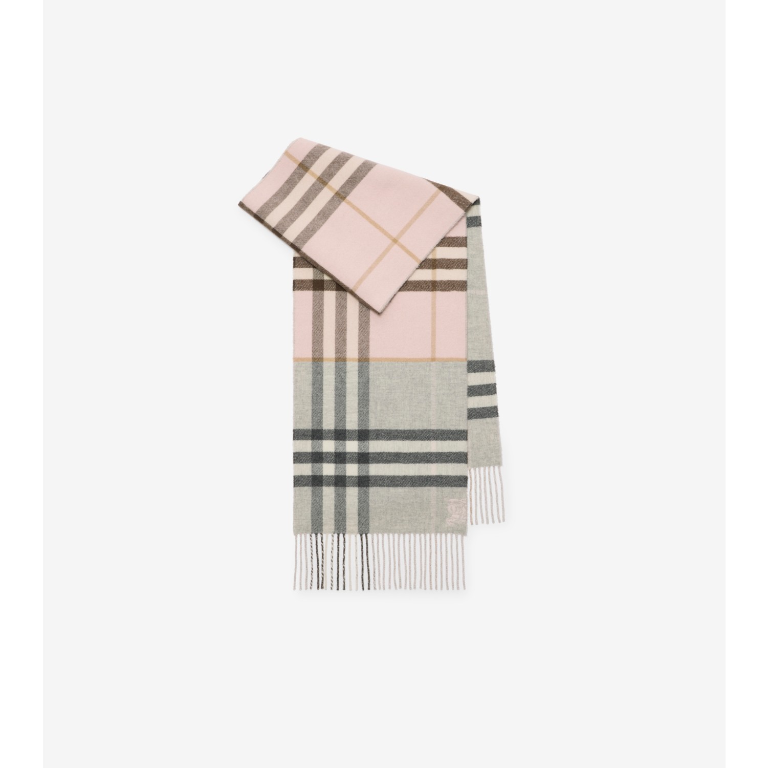 Contrast Check Cashmere Scarf