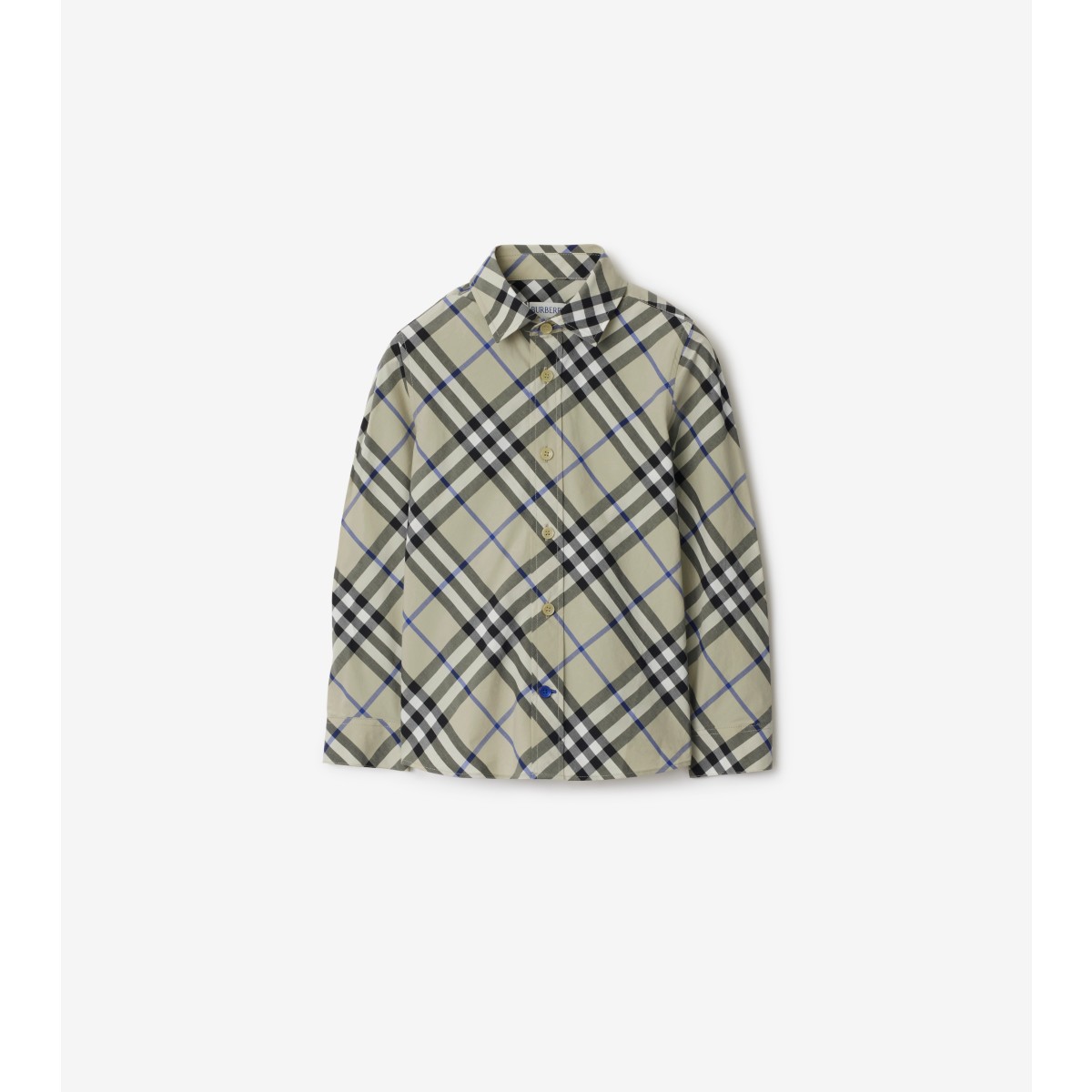 Shop Burberry Childrens Check Cotton Shirt In Lichen