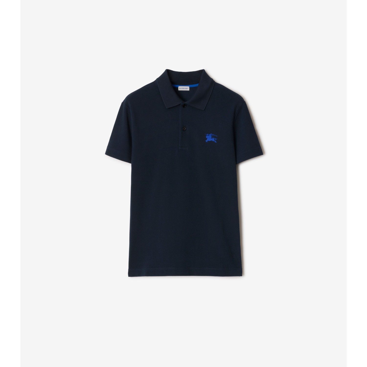 Cotton Polo Shirt in Navy Men Burberry Official