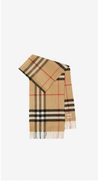 Check Cashmere Scarf in Archive beige