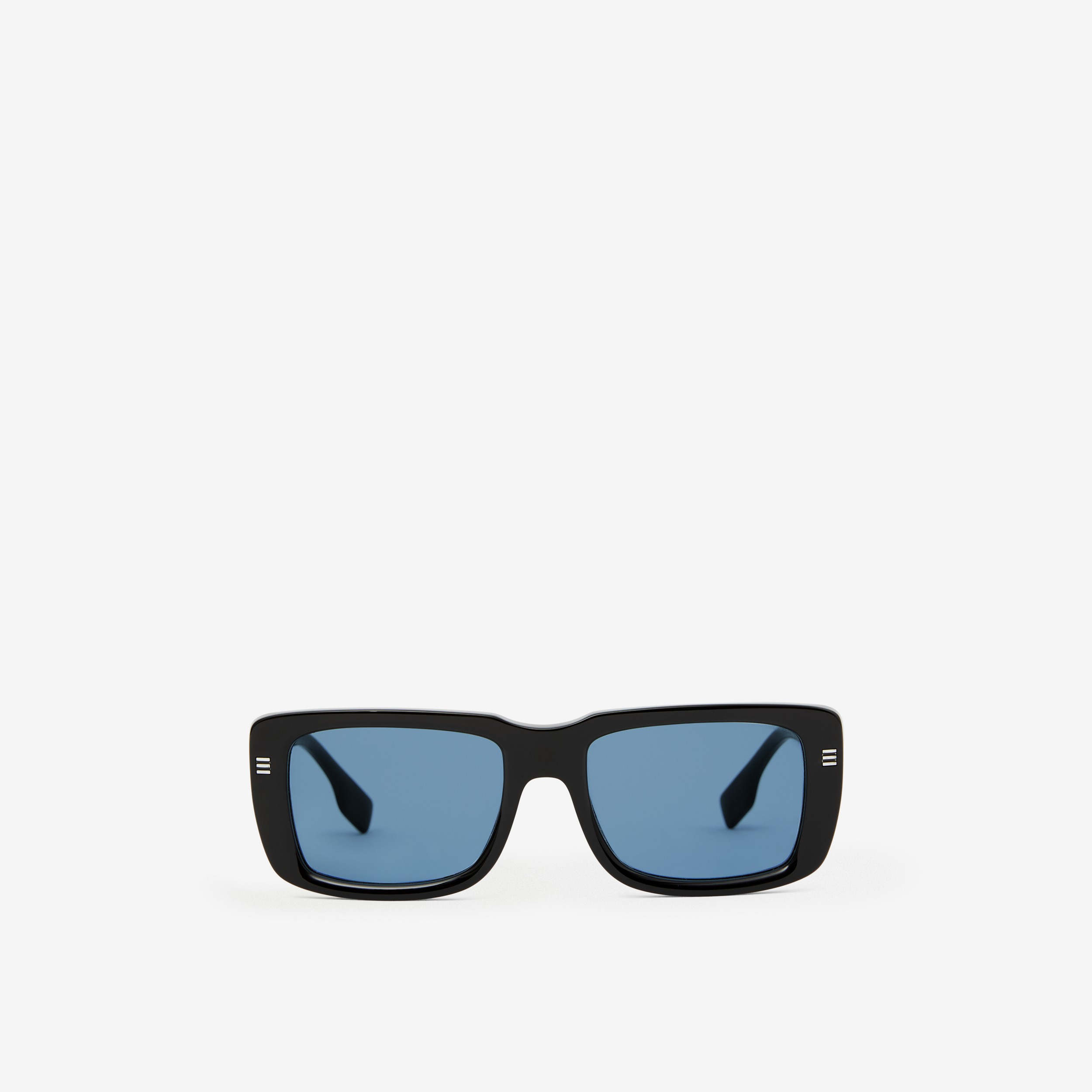 Óculos de sol com armação retangular e logotipo (Preto/azul) - Homens | Burberry® oficial - 1